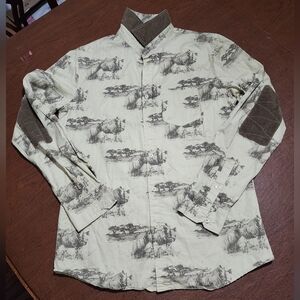 Ecko Limited Vintage Western Print Shirt with Elbow Patches